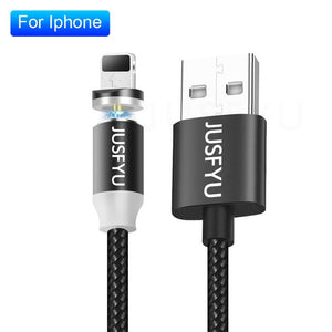 LED Magnetic Cable For iPhone X XR XS Max Mobile Phone USB C Magnetic Charger Charging Cable USB Micro Type C Cable For Samsung - FreebiesAndGiveAways