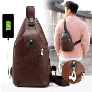 Men's Crossbody Bags Men's USB Chest Bag Designer Messenger bag Leather Shoulder Bags Diagonal Package 2019 New Back Pack Travel - FreebiesAndGiveAways